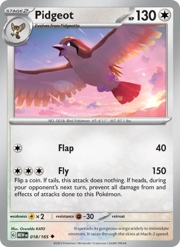Pidgeot, 151 card 018