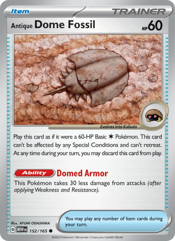 Antique Dome Fossil, 151 card 152